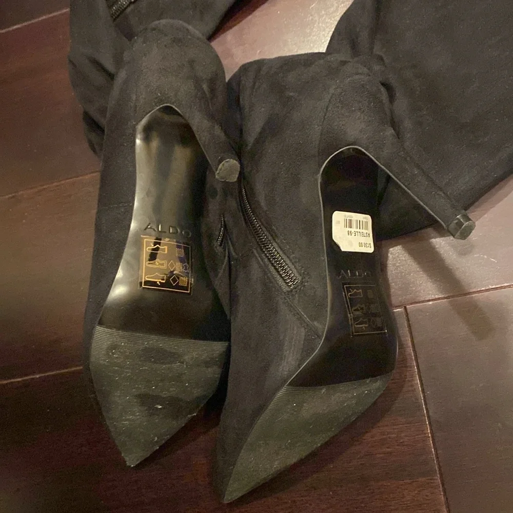 Aldo Asteille black over-the-knee suede boots with stiletto heels